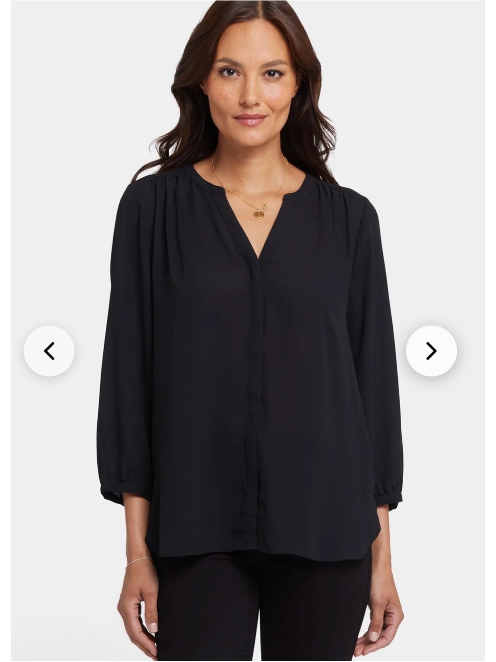 Curves 360 NYDJ Black Pintuck Blouse